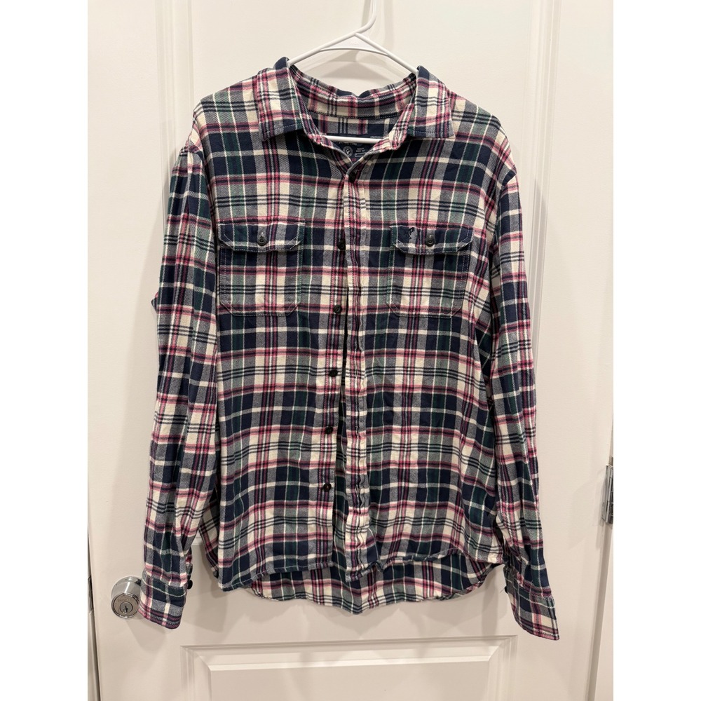 American Eagle Mens XL Athletic Fit Flannel Shirt Plaid Long Sleeve Button Down